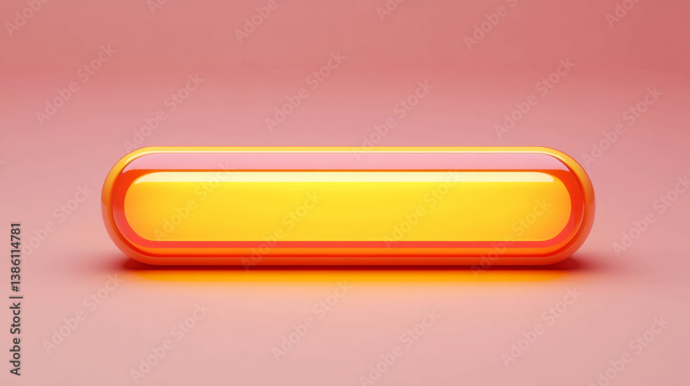 Poster yellow and orange button graphic design element ui ux interface web design glossy render illustratio