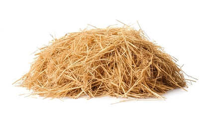 Heap of dried hay on white background