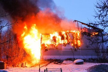 Fire in the wooden house