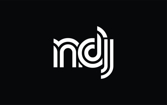 NDJ Creative Unique Modern Letter Logo Design. Stylized logo featuring a unique letter design, presenting abstract minimalist aesthetics and modern appeal.