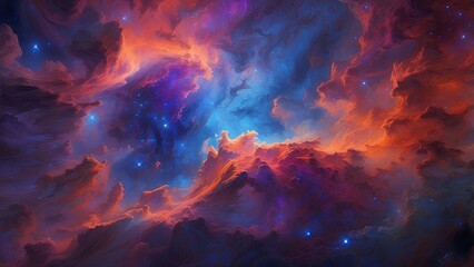 Fototapeta premium A vibrant and colorful depiction of a celestial nebula