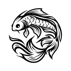 Abstract Koi Fish Curved Shape with Flowing Fins 