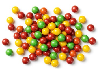 Obraz premium Colorful candy-coated chocolate balls vibrant isolated white background