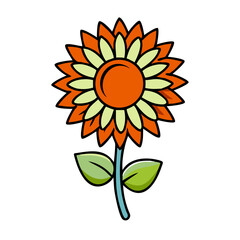 Orange Sunflower vector, Flower, Botanical, Nature, Design, Art, Graphic, Summer, Vivid, Petal