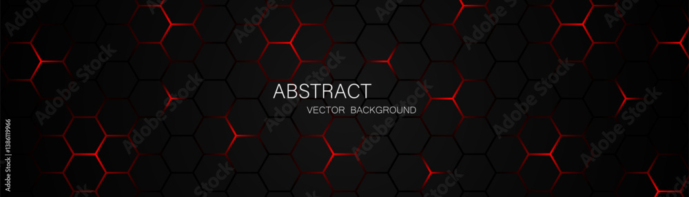 Poster Black steel mesh background with red glow lines with empty space for design. Modern technology innovation concept. vector illustration background	