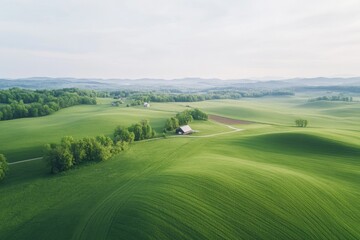 Obraz premium drone-shot aerial view of rural landscape minimalism