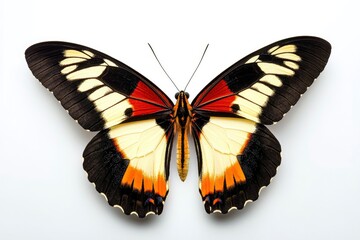 Obraz premium Close-up of a Papilio Butterfly with Intricate Wing Patterns on White