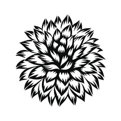 Abstract Dahlia Flower Silhouette with Sharp Petals 