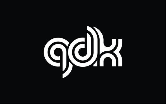 QDK Creative Unique Modern Letter Logo Design. Stylized logo featuring a unique letter design, presenting abstract minimalist aesthetics and modern appeal.