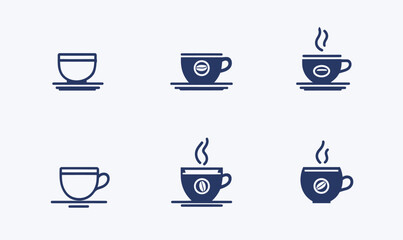 Minimalist Steaming Coffee Cup Icons for Logo and Menu Designs