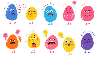 Colorful Emotional Stickers for Children's Mood Diary in Flat Vector Style