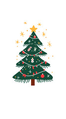Minimalist Flat Design Christmas Tree Vector on White Background