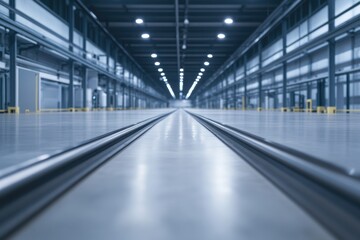 empty factory floor with minimalistic design and vast copy space