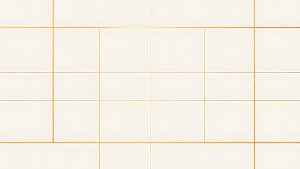 An elegant grid pattern of gold lines framing cream-colored square tiles in a repeating design.