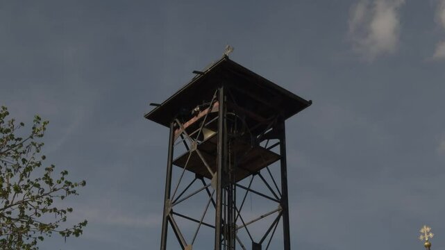 Old Abandoned Wooden Watchtower Against Dramatic Sky Architecture