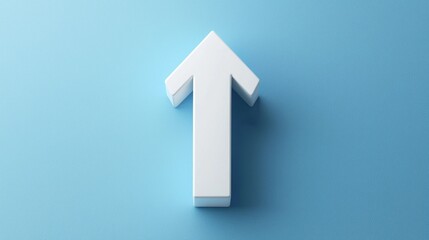 A white arrow pointing upwards on a blue background