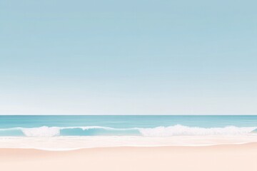 Fototapeta premium illustrate serene beach scene with gentle waves using minimalistic art style that emphasizes simplicity and tranquility