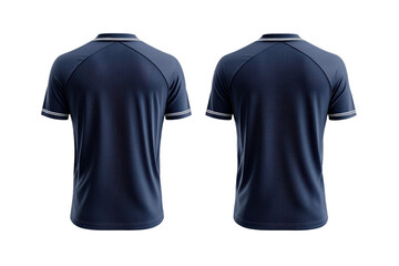 Navy Blue Polo Shirt Design Mockup Back View, isolated on transparent background