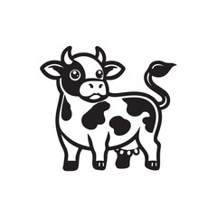 funny cow cartoon isolated