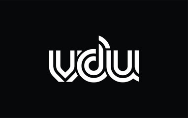 VDU Creative Unique Modern Letter Logo Design. Stylized logo featuring a unique letter design, presenting abstract minimalist aesthetics and modern appeal.