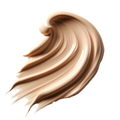 Creamy light beige foundation smudge on white background