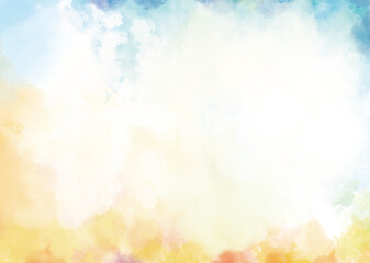 青とオレンジ色の水彩の背景フレーム