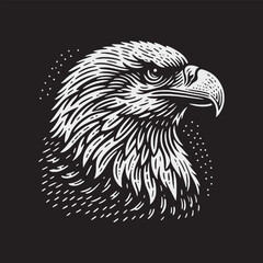 Obraz premium Bald Eagle Head Vector Illustration – Vintage Retro Logo Design on Black Background