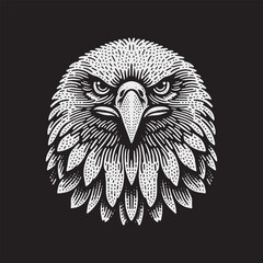 Fototapeta premium Bald Eagle Head Vector Illustration – Vintage Retro Logo Design on Black Background