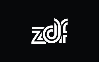 ZDF Creative Unique Modern Letter Logo Design. Stylized logo featuring a unique letter design, presenting abstract minimalist aesthetics and modern appeal.