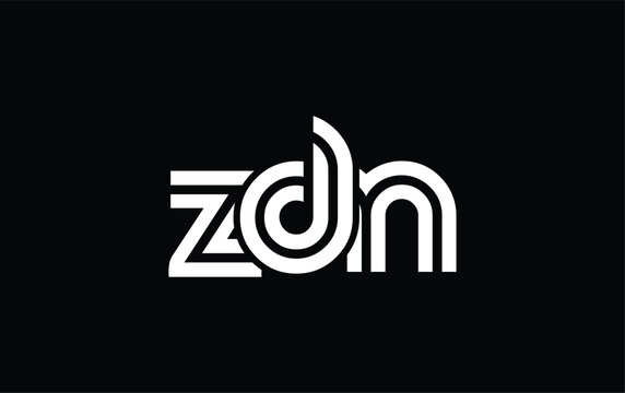 ZDN Creative Unique Modern Letter Logo Design. Stylized logo featuring a unique letter design, presenting abstract minimalist aesthetics and modern appeal.