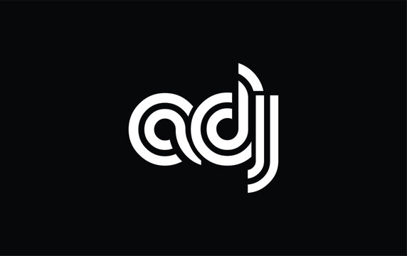 ADJ Creative Unique Modern Letter Logo Design. Stylized logo featuring a unique letter design, presenting abstract minimalist aesthetics and modern appeal.