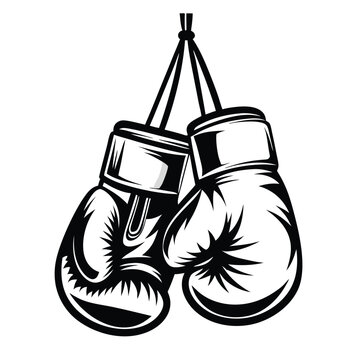 black and white boxing gloves hanging clip art preview