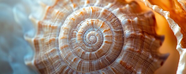 Seashell showing concentric growth rings in close up image
