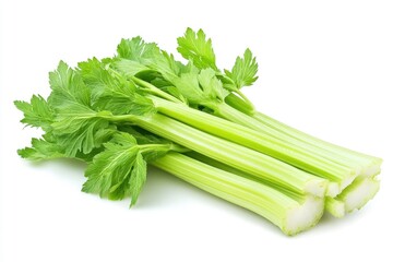 Fresh Celery Stalks Isolated on White Background for Healthy Eating