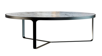 Round metal coffee table isolated on transparent background. 3D render.