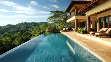 Fototapeta premium Luxury Villa with Infinity Pool and Stunning Jungle Views