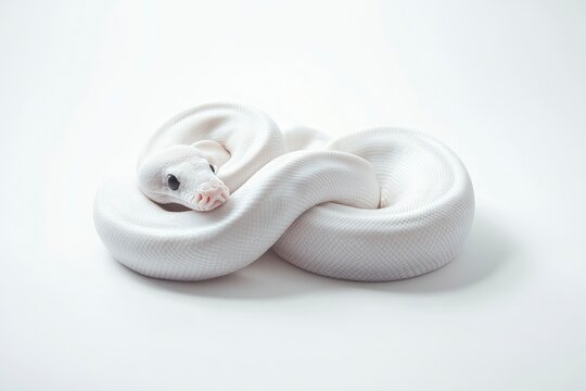 Coiled White Snake on White Backdrop Royalty Free Image