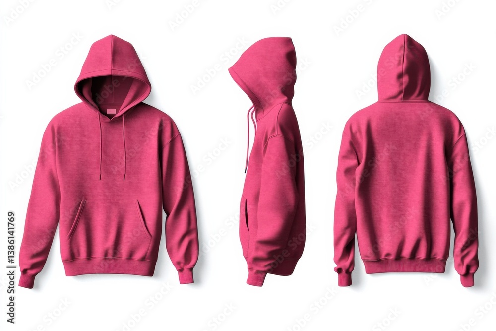Aufkleber stylish pink hoodie displayed from multiple angles showcasing modern design and comfort for casual w