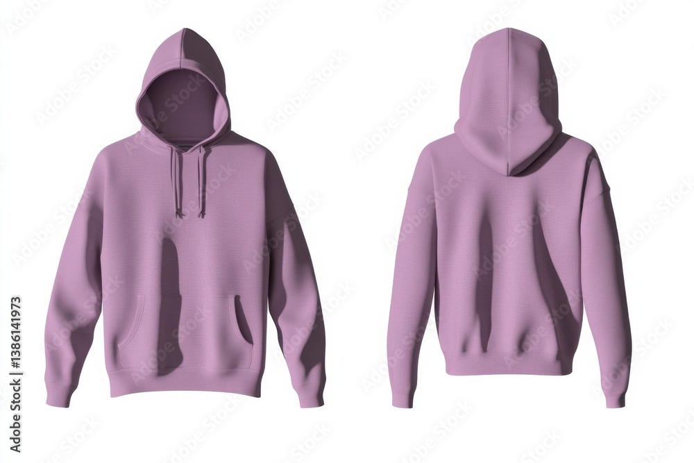 Poster stylish purple hoodie displayed from multiple angles showcasing its design and features for casual w