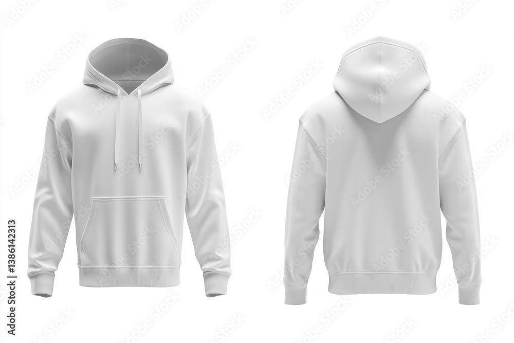 Aufkleber White hoodie displayed from front and back views against a plain background showcasing minimalistic design