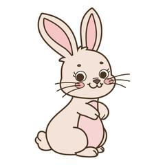 Cute cartoon bunny vector illustration isolated on white background