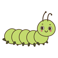 Cute cartoon caterpillar vector illustration isolated on white background