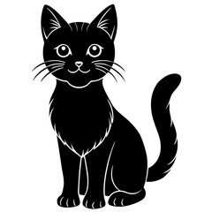 A cute cat silhouette on white background.