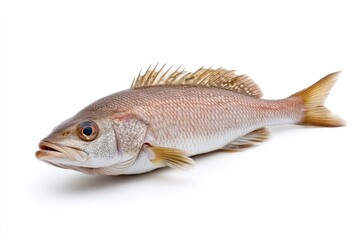 Fototapeta premium Fresh Whole Snapper Fish on White Background Ready for Cooking