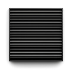 Obraz premium Black square vent with horizontal louvers casting a subtle shadow on a plain white background.