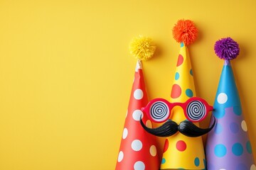 Whimsical april fools day banner with colorful prank elements