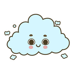 Cute cartoon doodle cloud vector illustration isolated on white background