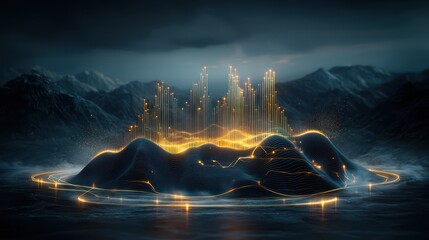 City nestled in a floating island