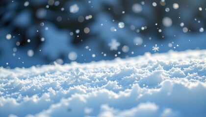 Fototapeta premium Layered perspective of snowflakes delicately resting on a smooth surface.