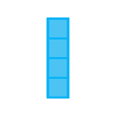 Blue plastic constructor blocks plate in flat style 